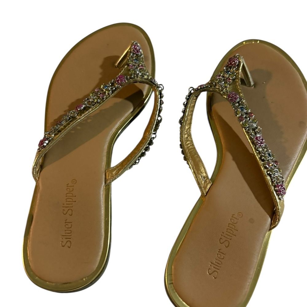 Silver Slipper Kids Gold Embellished Sandals